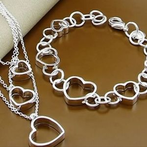 SET OF CHAIN AND GUILLO OF HEART SILVER 925